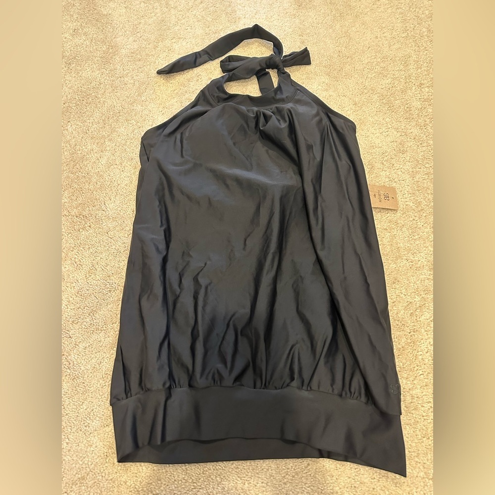 Albion Blousy Matte Black Tankini Top Size XL NWT